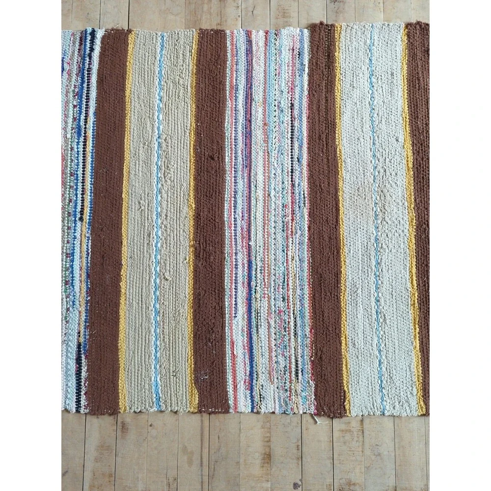 Antique Imported Swedish Hand Made Rag Rug Runner (29.5